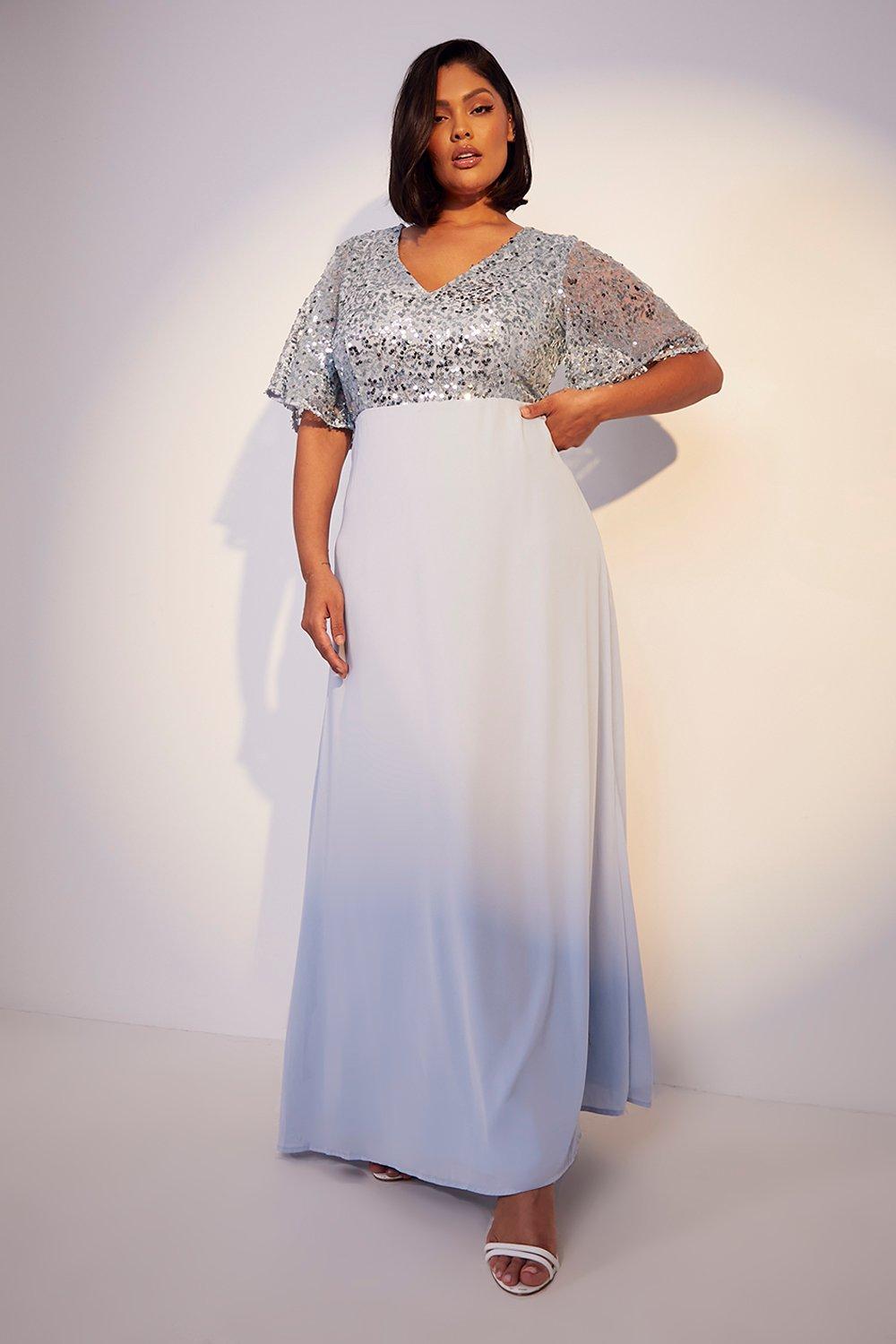 Baby blue wedding hot sale dresses plus size